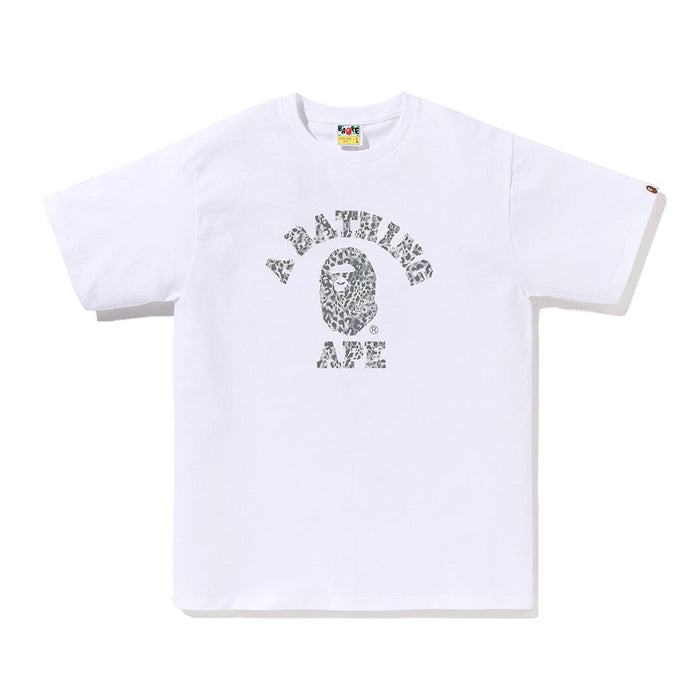 와일드 레오파드 패턴 콜리지 티셔츠(M) WHITE/GRAY