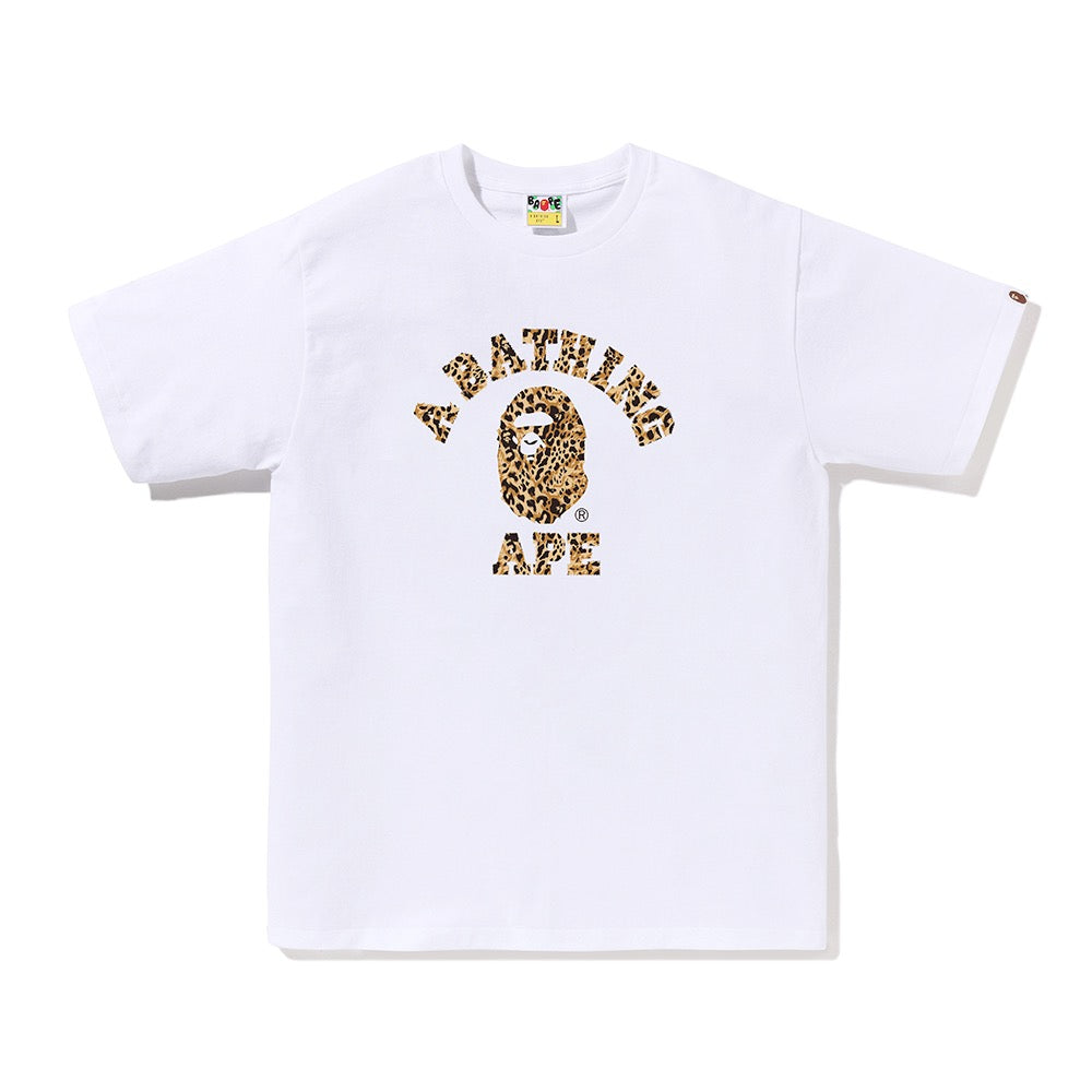 와일드 레오파드 패턴 콜리지 티셔츠(M) WHITE/BEIGE