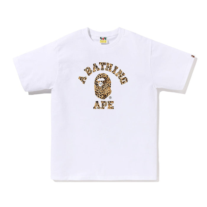 와일드 레오파드 패턴 콜리지 티셔츠(M) WHITE/BEIGE