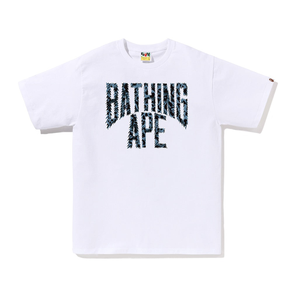 와일드 레오파드 패턴 NYC 로고 티셔츠(M) WHITE/NAVY