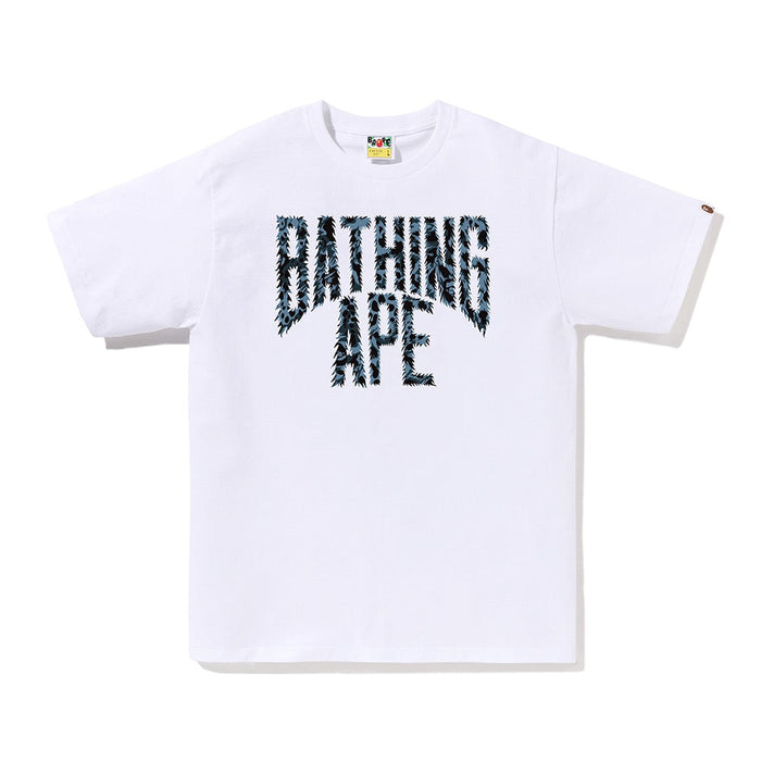 와일드 레오파드 패턴 NYC 로고 티셔츠(M) WHITE/NAVY