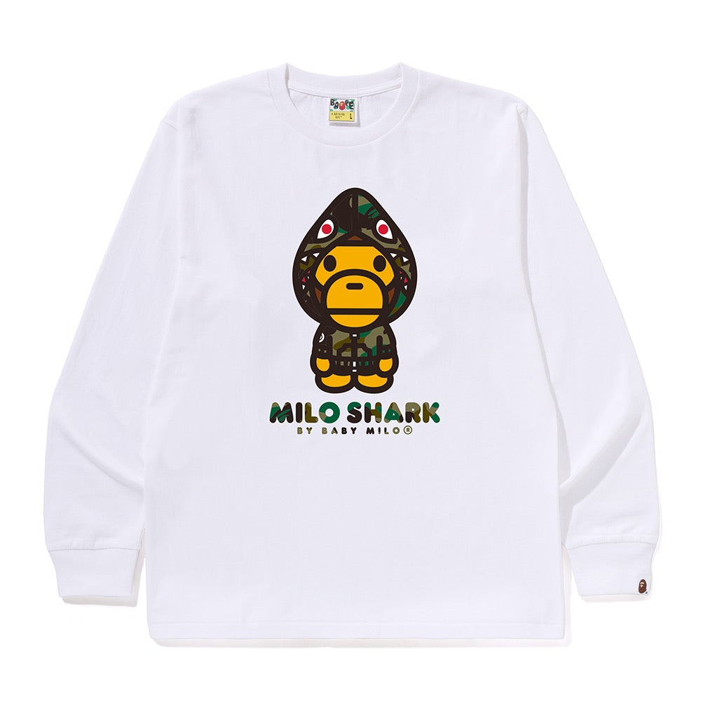 퍼스트 카모 마일로 샤크 FZH 롱슬리브 티셔츠(M) WHITE/GREEN