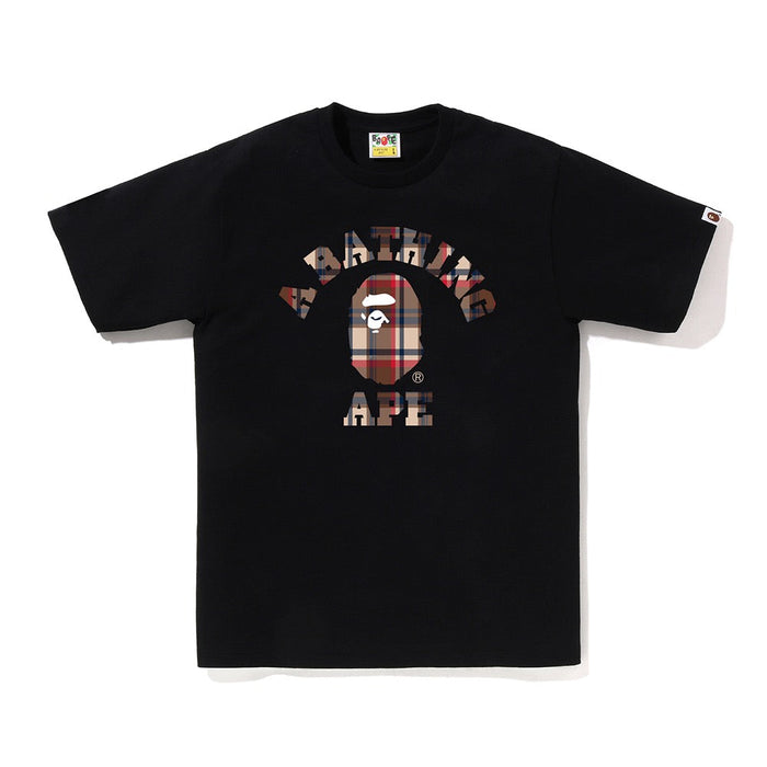 베이프 체크 콜리지 티셔츠(M) BLACK/RED