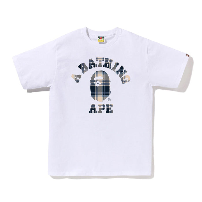 베이프 체크 콜리지 티셔츠(M) WHITE/BLUE