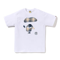 베이프 체크 에이프 페이스 티셔츠(M) WHITE/BLUE