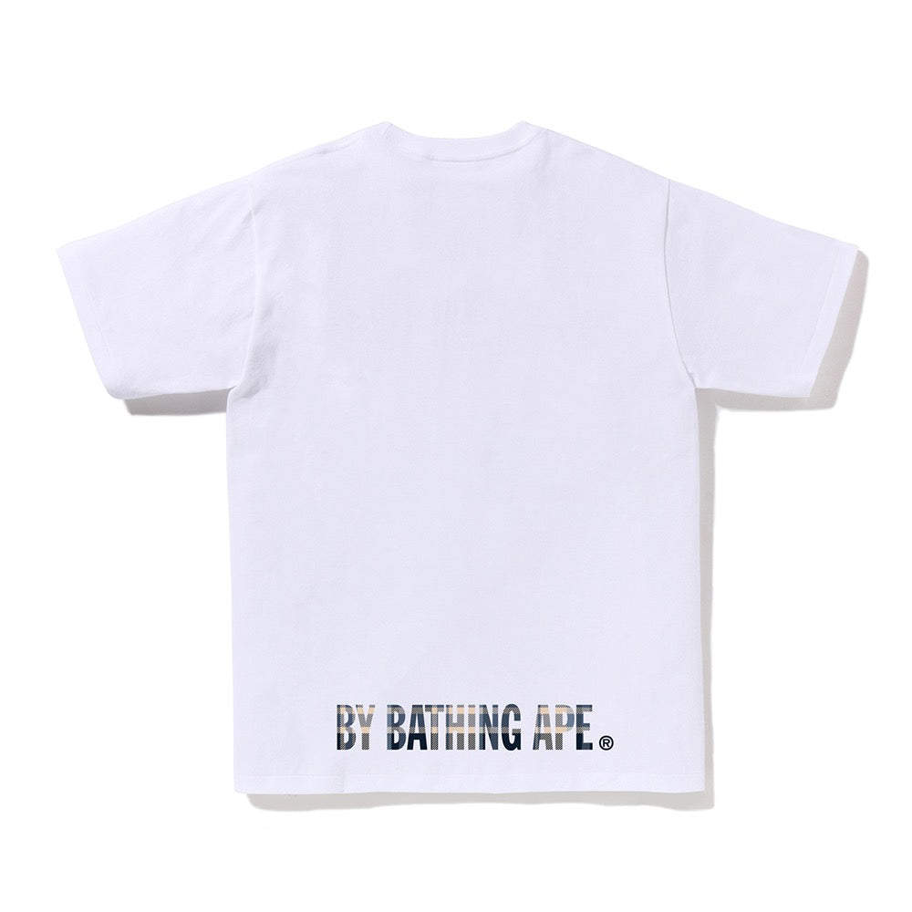 베이프 체크 에이프 페이스 티셔츠(M) WHITE/BLUE