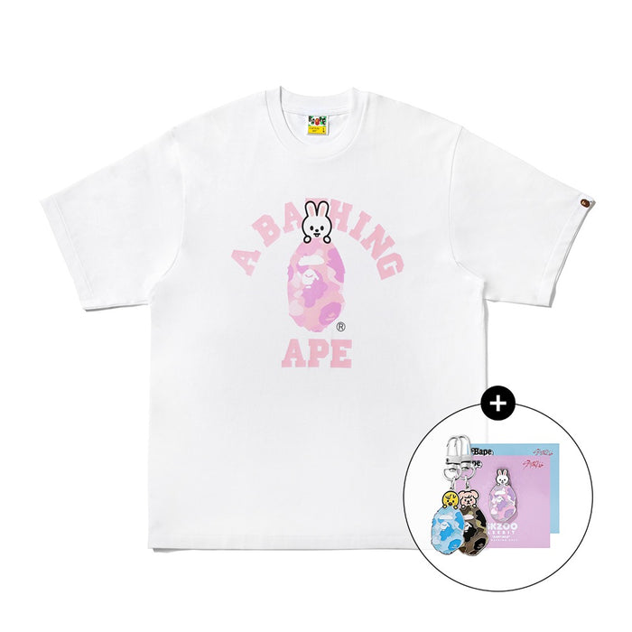 [키링/배지 랜덤증정] BAPE X STRAYKIDS LEEBIT 콜리지 티셔츠(M) WHITE