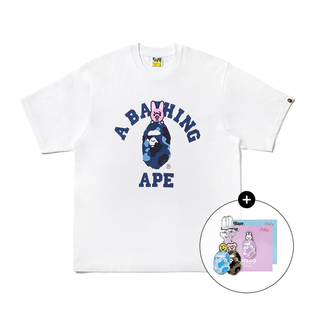 [키링/배지 랜덤증정] BAPE X STRAYKIDS DWAEKKI 콜리지 티셔츠(M) WHITE
