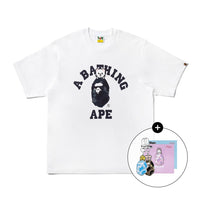 [키링/배지 랜덤증정] BAPE X STRAYKIDS JINIRET 콜리지 티셔츠(M) WHITE