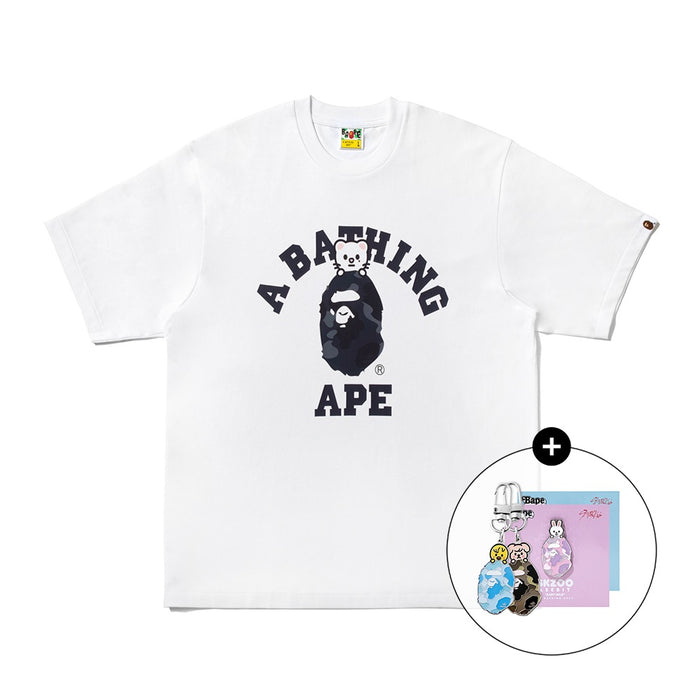 [키링/배지 랜덤증정] BAPE X STRAYKIDS JINIRET 콜리지 티셔츠(M) WHITE