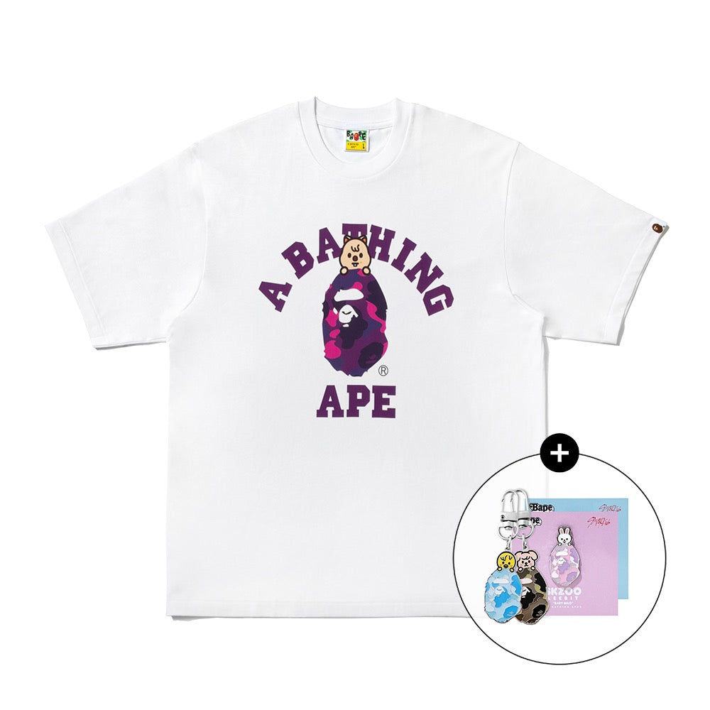 [키링/배지 랜덤증정] BAPE X STRAYKIDS HAN QUOKKA 콜리지 티셔츠(M) WHITE