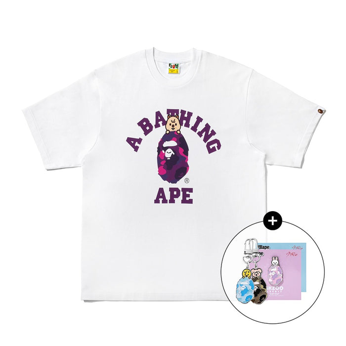 [키링/배지 랜덤증정] BAPE X STRAYKIDS HAN QUOKKA 콜리지 티셔츠(M) WHITE