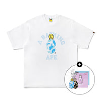 [키링/배지 랜덤증정] BAPE X STRAYKIDS BBOKARI 콜리지 티셔츠(M) WHITE
