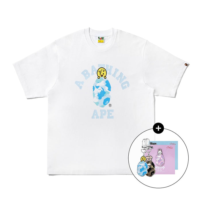 [키링/배지 랜덤증정] BAPE X STRAYKIDS BBOKARI 콜리지 티셔츠(M) WHITE