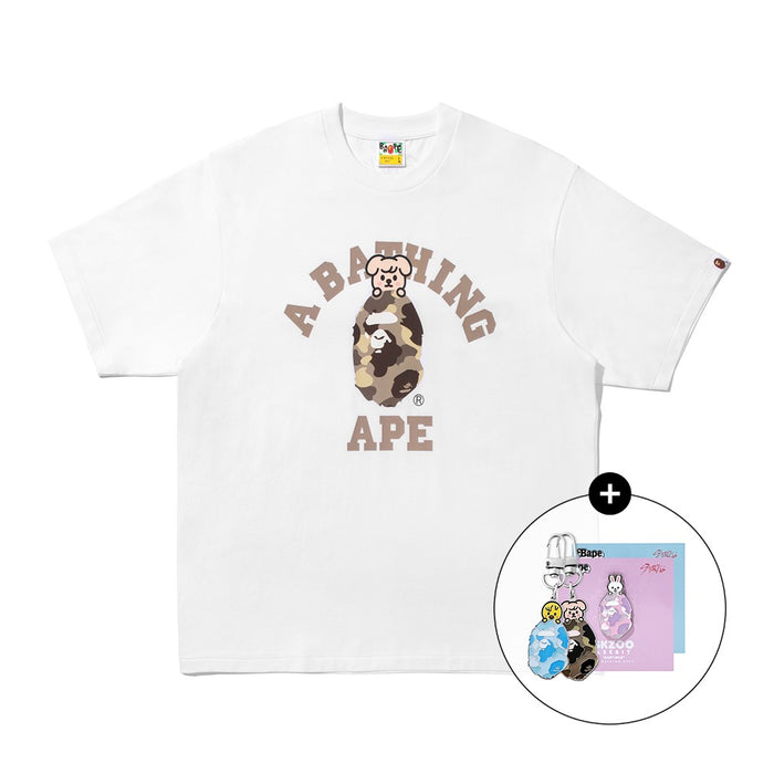 [키링/배지 랜덤증정] BAPE X STRAYKIDS PUPPYM 콜리지 티셔츠(M) WHITE