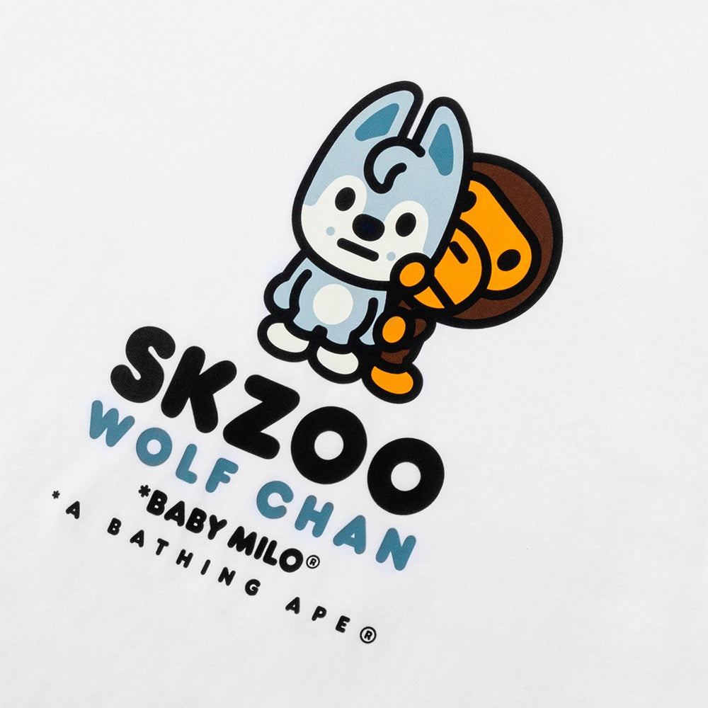 BAPE X STRAYKIDS WOLF CHAN 베이비 마일로 티셔츠(M) WHITE