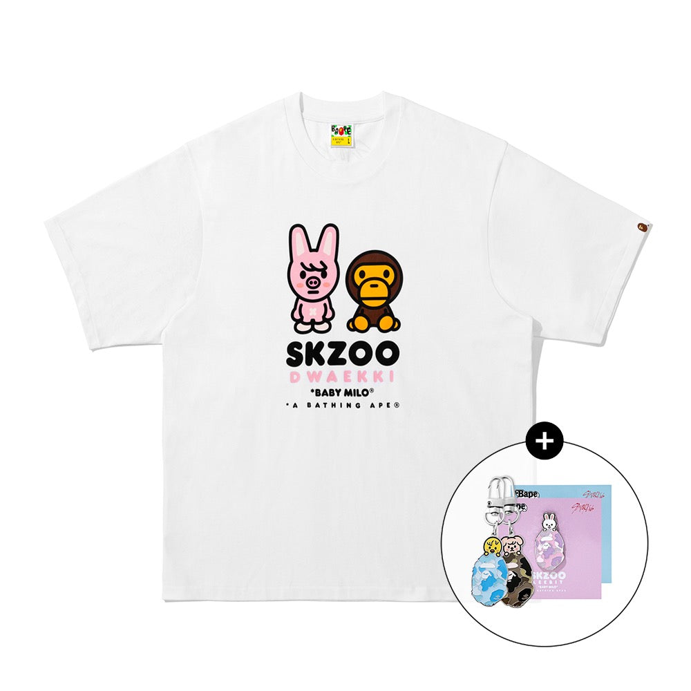 [키링/배지 랜덤증정] BAPE X STRAYKIDS DWAEKKI 베이비 마로 티셔츠(M) WHITE