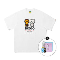[키링/배지 랜덤증정] BAPE X STRAYKIDS JINIRET 베이비 마로 티셔츠(M) WHITE