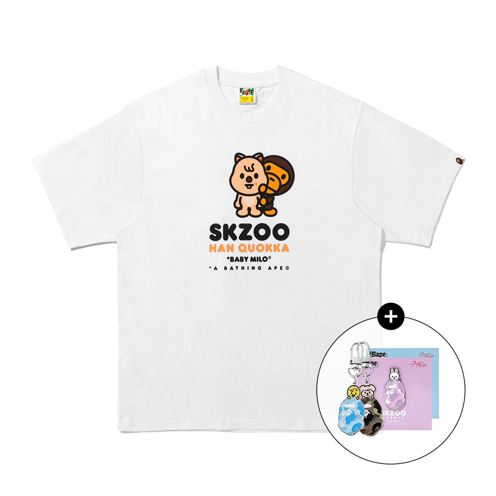 [키링/배지 랜덤증정] BAPE X STRAYKIDS HAN QUOKKA 베이비 마로 티셔츠(M) WHITE