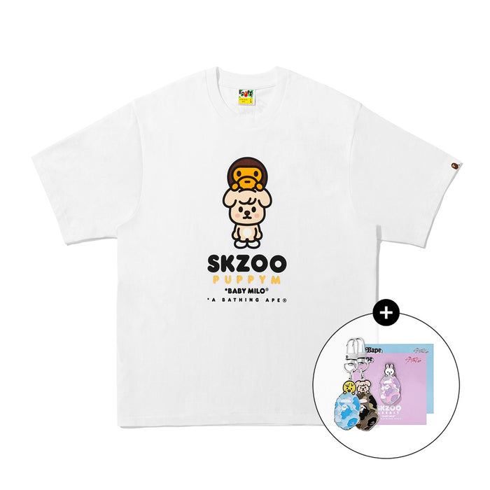 [키링/배지 랜덤증정] BAPE X STRAYKIDS PUPPYM 베이비 마로 티셔츠(M) WHITE