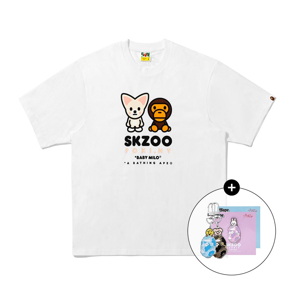 [키링/배지 랜덤증정] BAPE X STRAYKIDS FOXI.NY 베이비 마로 티셔츠(M) WHITE