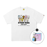 [키링/배지 랜덤증정] BAPE X STRAYKIDS 패럴 마일로 티셔츠(M) WHITE