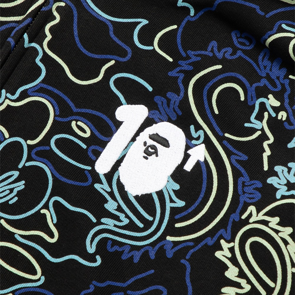 BAPE X 88RISING 글로우 인 더 다크 카모 샤크 풀 집 후드(M) BLUE