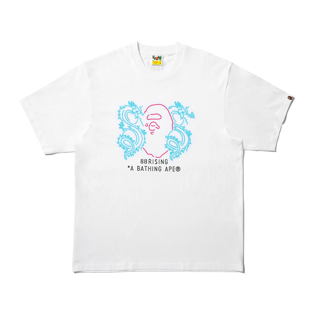 BAPE X 88RISING 네온 로고 릴렉스드 핏 티셔츠(M) WHITE