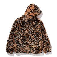 와일드 레오파드 패턴 포우 퍼 샤크 풀 집 자켓(M) BEIGE