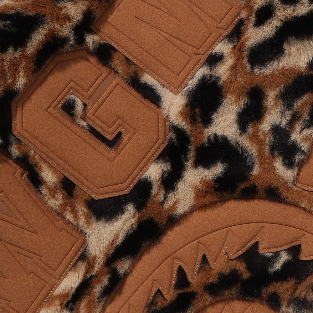 와일드 레오파드 패턴 포우 퍼 샤크 풀 집 자켓(M) BEIGE