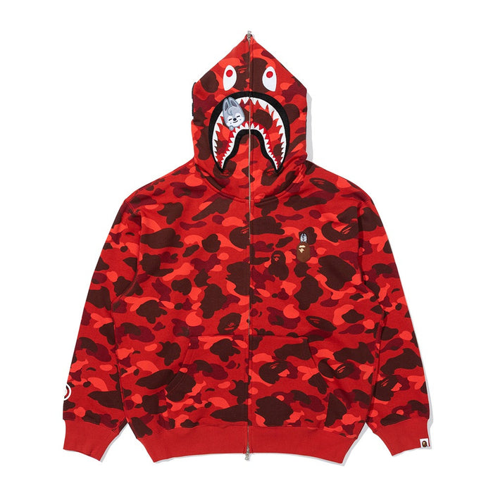 BAPE X STRAYKIDS 카모 샤크 릴렉스트 핏 풀 집 후드(M) RED