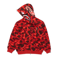 BAPE X STRAYKIDS 카모 샤크 릴렉스트 핏 풀 집 후드(M) RED