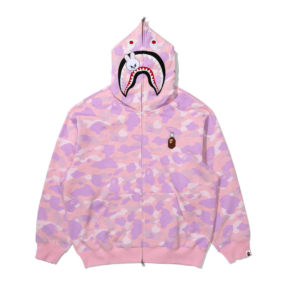 BAPE X STRAYKIDS LEEBIT 샤크 풀 집 후드(M) PINK – kr.bape.com