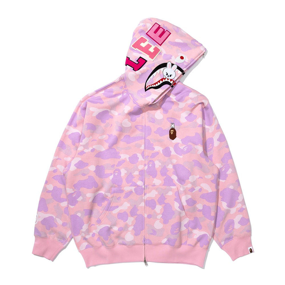BAPE X STRAYKIDS LEEBIT 샤크 풀 집 후드(M) PINK – kr.bape.com