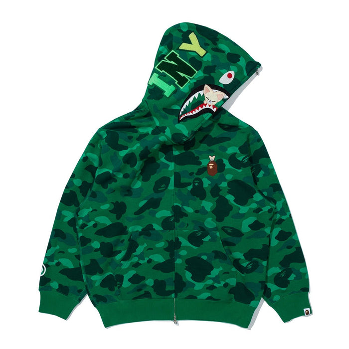 BAPE X STRAYKIDS FOXI.NY 샤크 풀 집 후드(M) GREEN
