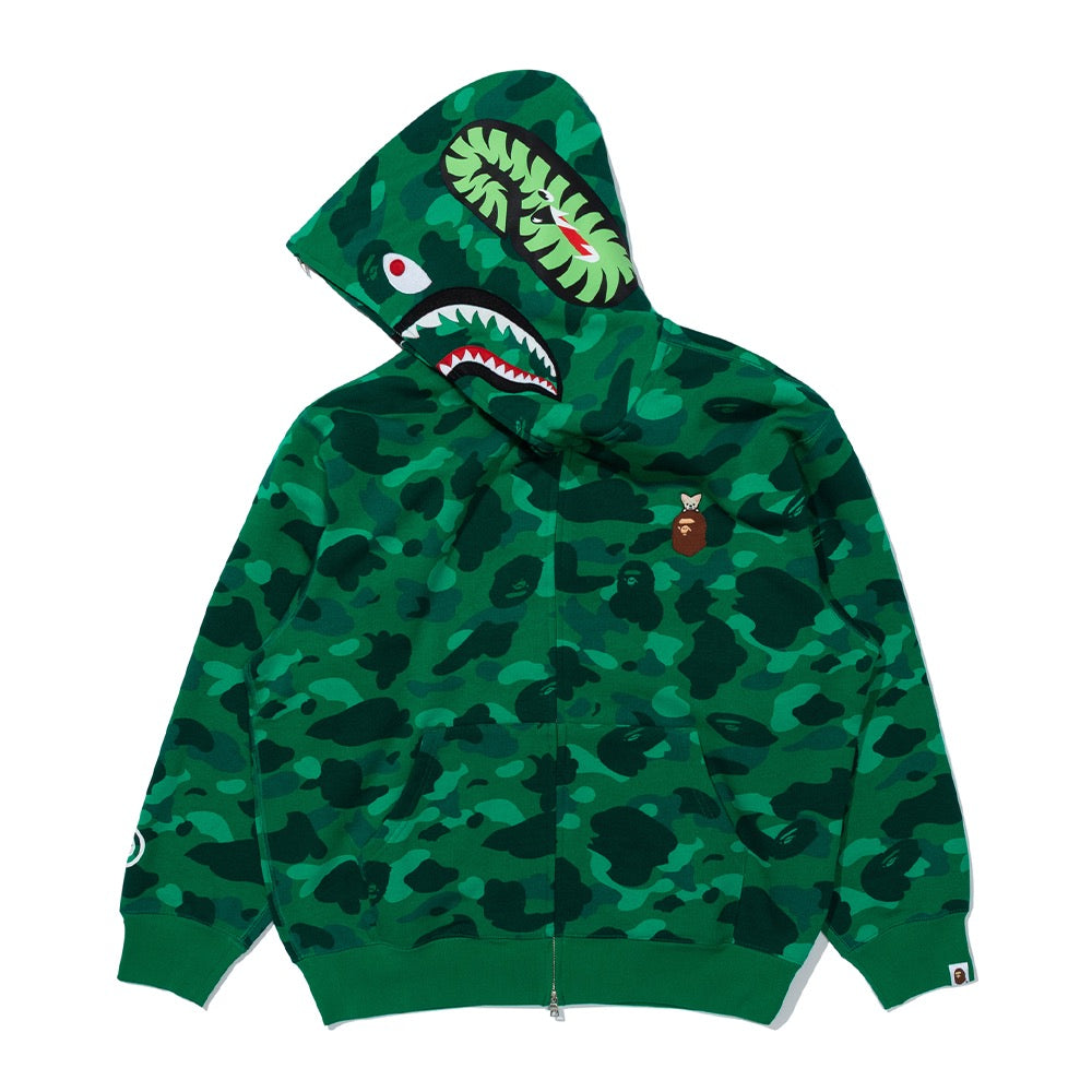 BAPE X STRAYKIDS FOXI.NY 샤크 풀 집 후드(M) GREEN