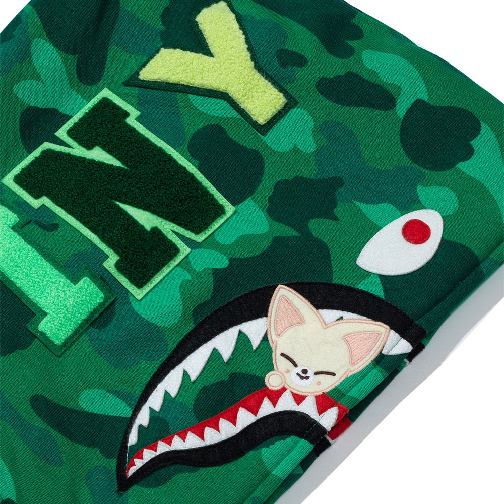 BAPE X STRAYKIDS FOXI.NY 샤크 풀 집 후드(M) GREEN