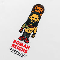 BAPE X WWE 로만 레인즈 베이비 마일로 릴렉스트 핏 티셔츠(M) WHITE