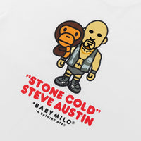BAPE X WWE 스톤 콜드 스티브 오스틴 베이비 마일로 릴렉스트 핏 티셔츠(M) WHITE