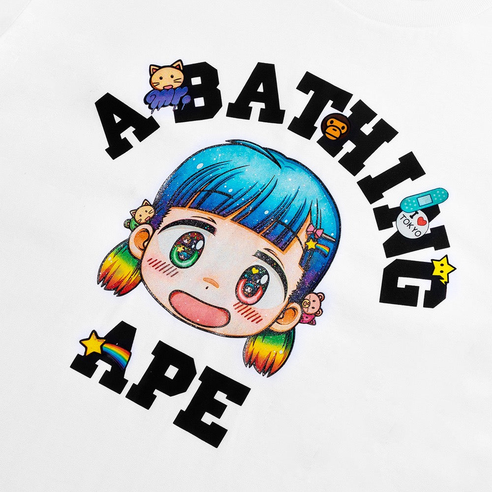 BAPE X MR. 콜리지 릴렉스드 핏 티셔츠(M) WHITE