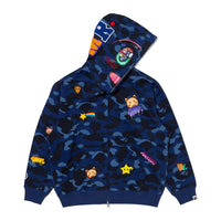 BAPE X MR. 컬러 카모 릴렉스드 핏 풀 집 후드(M) NAVY