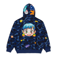 BAPE X MR. 컬러 카모 릴렉스드 핏 풀 집 후드(M) NAVY