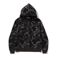 원 포인트 컬러 카모 크롭 풀 집 후드(M) BLACK