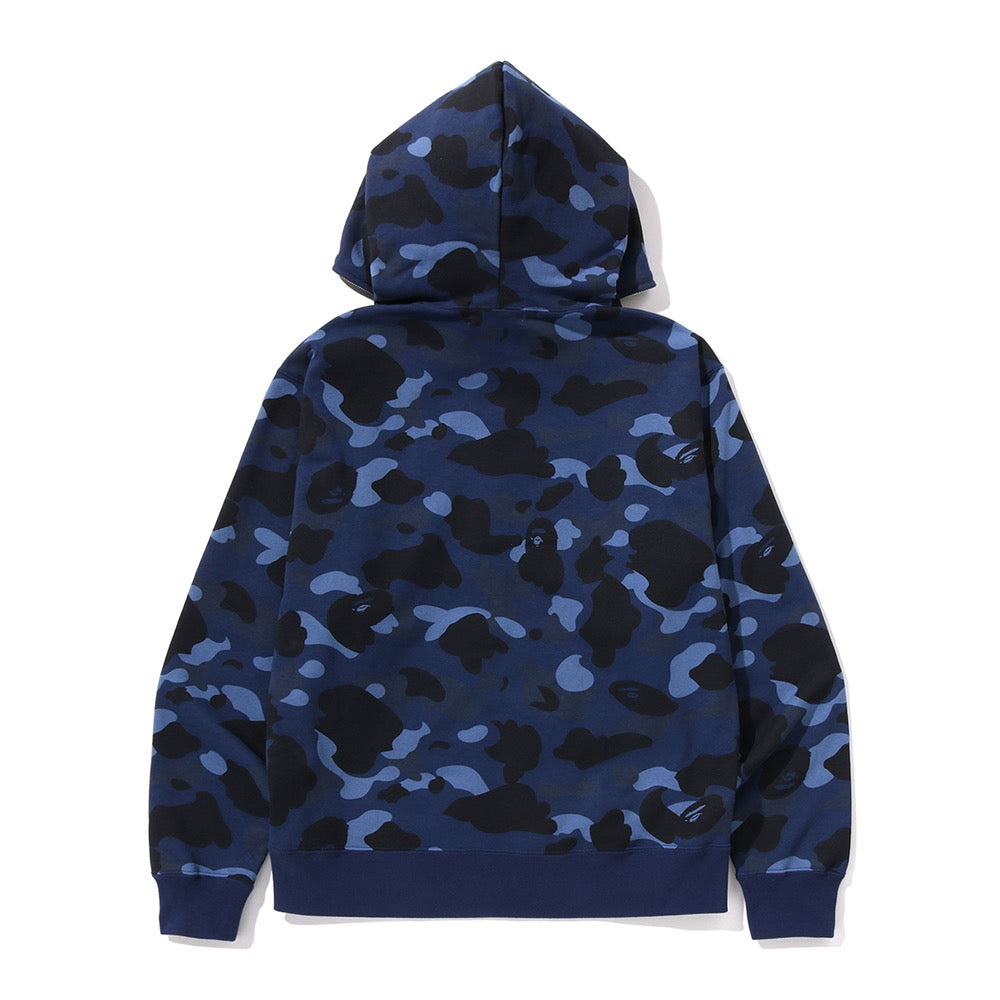 원 포인트 컬러 카모 크롭 풀 집 후드(M) NAVY