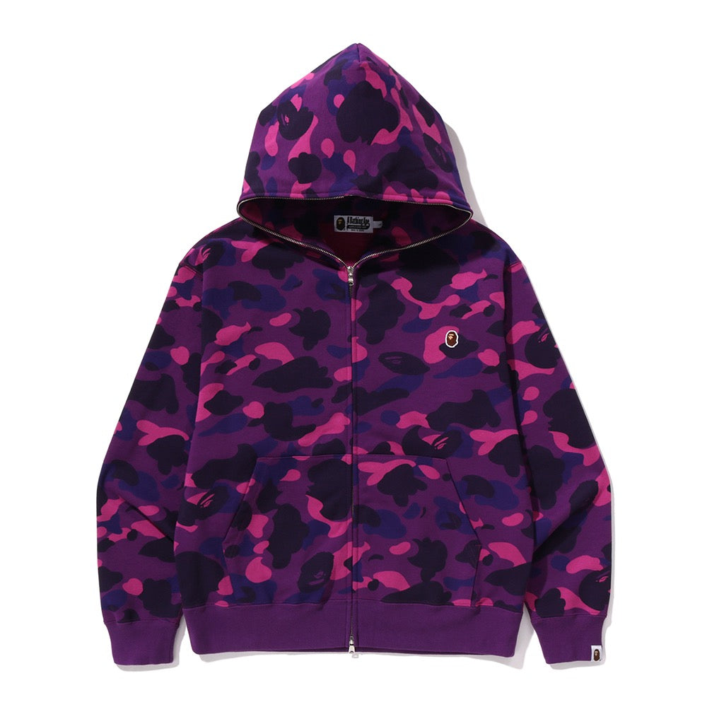 원 포인트 컬러 카모 크롭 풀 집 후드(M) PURPLE