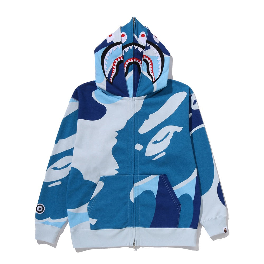 메가 ABC 카모 더블 샤크 릴렉스드 핏 풀 집 후드(M) BLUE