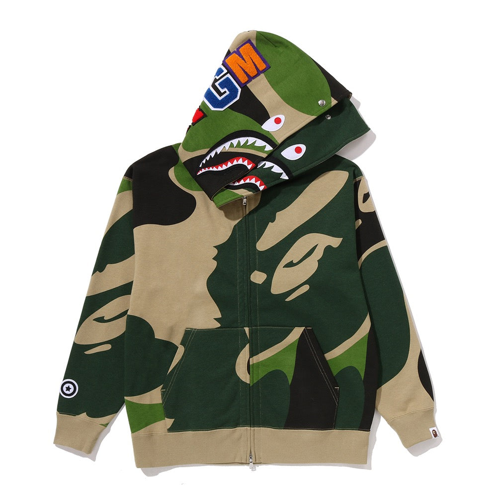 메가 ABC 카모 더블 샤크 릴렉스드 핏 풀 집 후드(M) GREEN