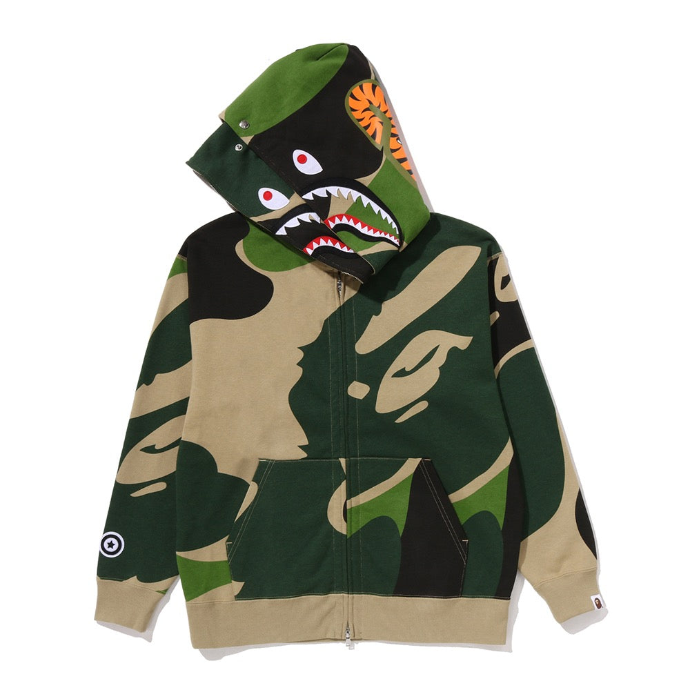 메가 ABC 카모 더블 샤크 릴렉스드 핏 풀 집 후드(M) GREEN