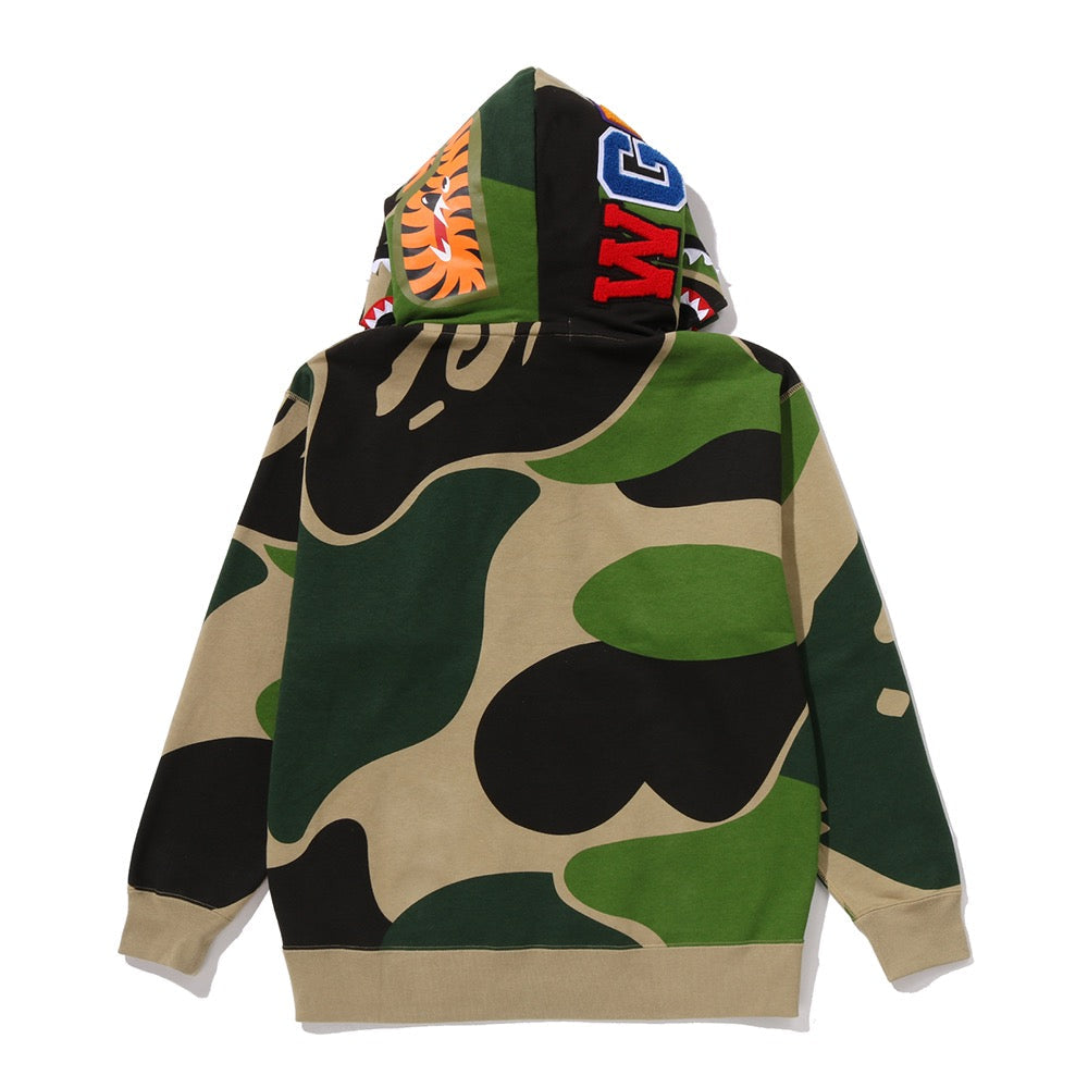 메가 ABC 카모 더블 샤크 릴렉스드 핏 풀 집 후드(M) GREEN
