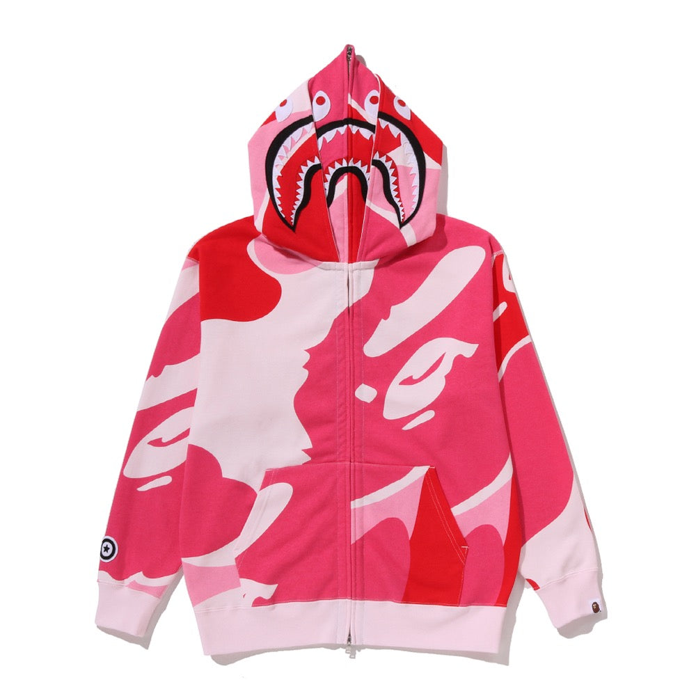 메가 ABC 카모 더블 샤크 릴렉스드 핏 풀 집 후드(M) PINK